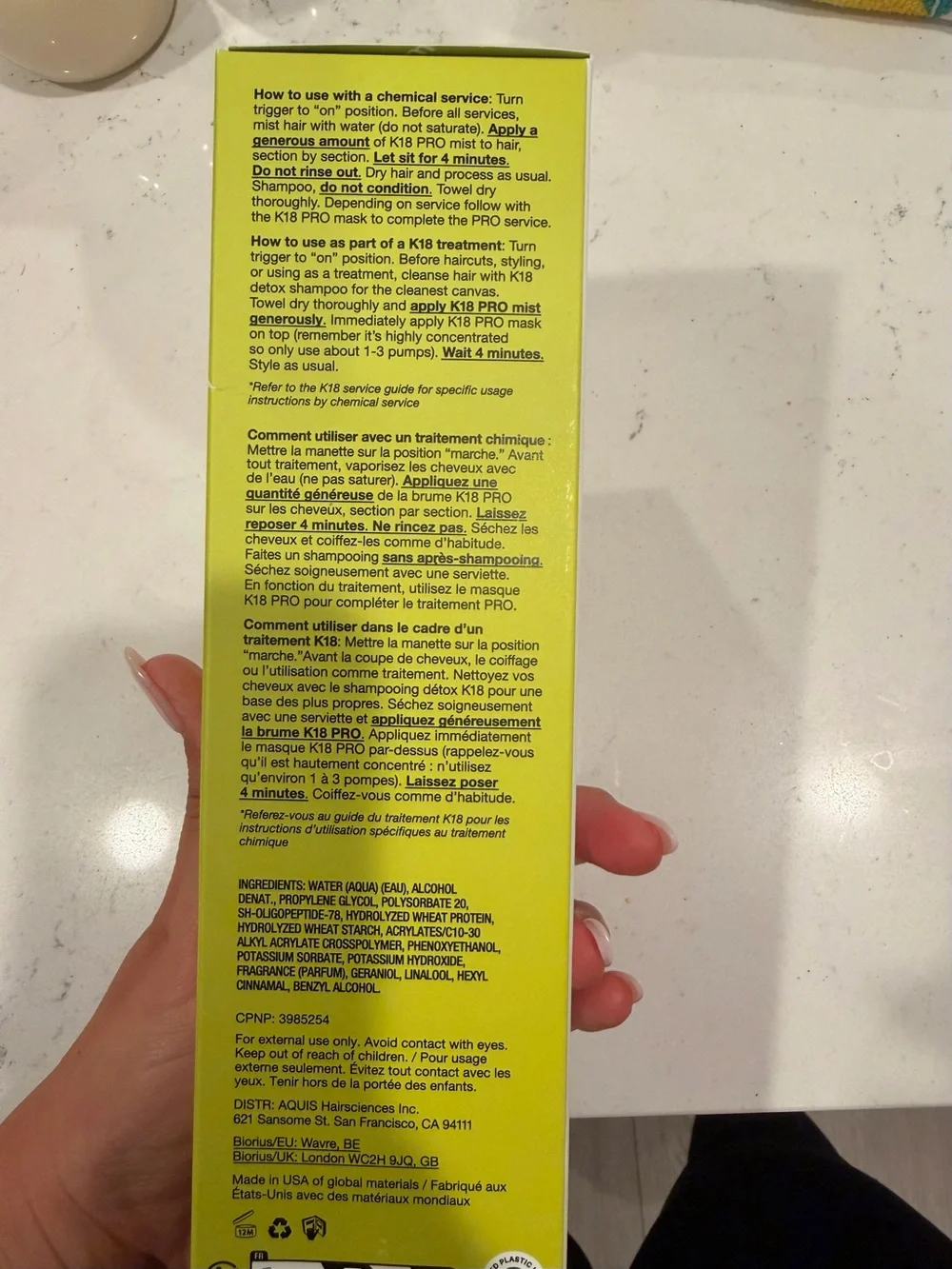 K18 Professional Molecular Repair Hair Mist — Lime/White